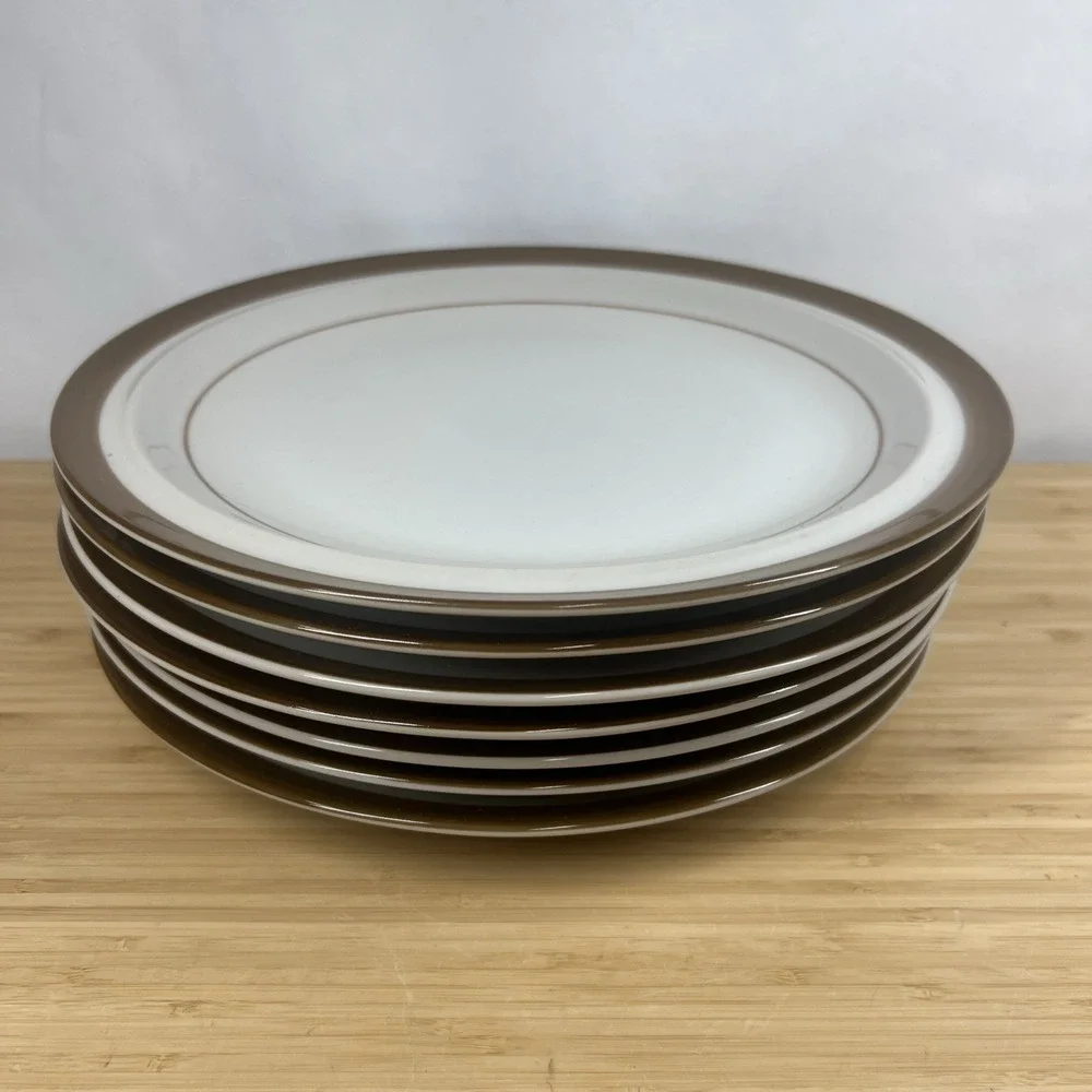 Set (7) Monterrey‎ Stoneware Brown MSI Japan Dinner Plates 10.25